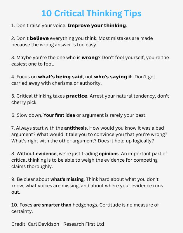 10 Critical Thinking Tips